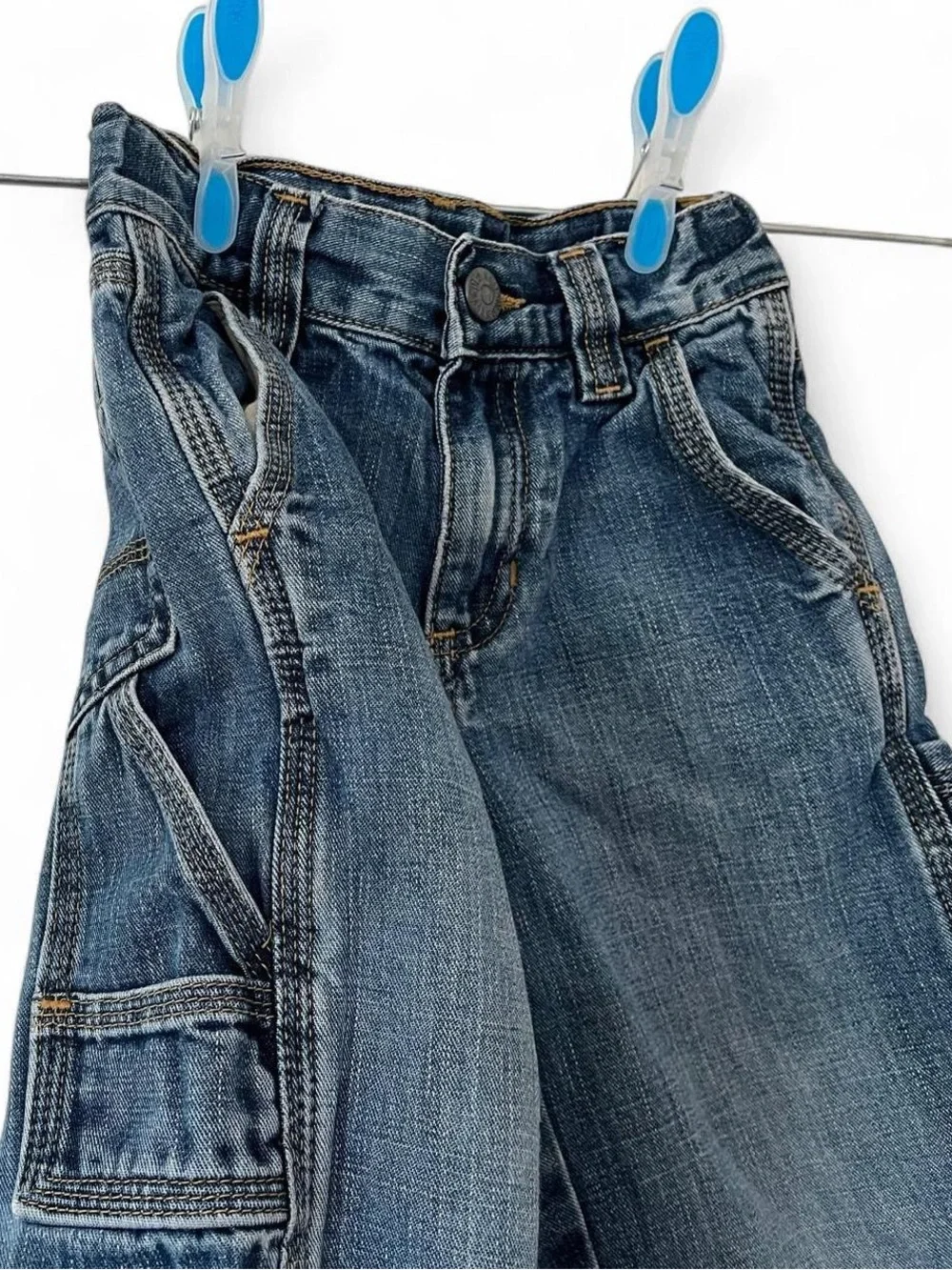 Toddler Boy 2T Vintage Old Navy Carpenter Denim Straight Leg Jeans Hammer Loops